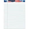 TOP75111 - American Pride Writing Tablets, 50 Sheets, Strip, 0.34" Ruled, 16 lb Basis Weight, 8 1/2" x 11 3/4" Sheet Size, White Paper, Blue, Red, White Cover, Unpunched, Perforated, 12 / Pack