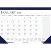 HOD164 - Blue/Gray Print Monthly Desk Pad, Julian Dates, Monthly, 12 Month, January 2026 to December 2026, 1 Month Single Page Layout, 22" x 17" Sheet Size, 2.37" x 1.87" Block, Desk Pad, Blue, Paper, 1 Each