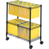 SAF5278BL - 2-Tier Rolling File Cart, 300 lb Load Capacity, 4 Casters, Steel, 25.75" Width x 14" Depth x 29.75" Height, Black, 1 Each