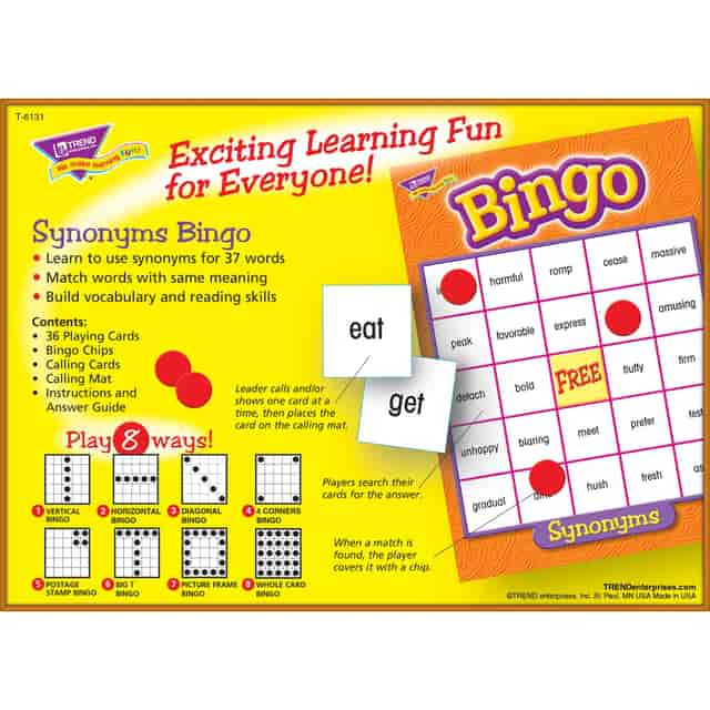 Trend Synonyms Bingo Game - Theme/Subject: Learning - Skill Learning: Language - 9-13 Year