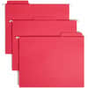 SMD64096 - FasTab 1/3 Tab Cut Letter Recycled Hanging Folder, 8 1/2" x 11", 3/4" Expansion, Top Tab Location, Assorted Tab Position, 11 pt., 2 Plys, Red, Reinforced Tab, Embossed, Heavy Duty, Tear Resistant