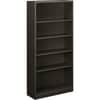 HONS72ABCS - Brigade Steel Bookcase, 5 Shelf(ves), 71" Height x 34.50" Width x 12.62" Depth, Adjustable Shelf, Reinforced, Welded, Durable, Compact, 30% Recycled, Charcoal, Steel, 1 Each