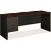 HON38855LNS - 38000 Series Credenza - 2-Drawer, 29.5" Height x 72" Width x 24" Depth, Total Drawer(s): 2, Single Pedestal on Left Side, Radius Edge, Material: Steel, Finish: Charcoal, Laminate, Mahogany