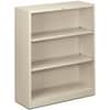 HONS42ABCQ - Brigade Steel Bookcase, 3 Shelf(ves), 41" Height x 34.50" Width x 12.62" Depth, Adjustable Shelf, Reinforced, Welded, Durable, Compact, 30% Recycled, Light Gray, Steel, 1 Each