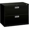 HON682LP - Brigade 600 H682 Lateral File, 28.4" Height x 36" Width x 19.3" Depth, Total Drawer(s): 2, Finish: Black, Lockable, Heavy Duty, Glide, Removable Lock, Durable, For Workstation, Office, 1 Each