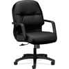 HON2092SR11T - Pillow-Soft Chair, Black Seat Color, Leather Seat Material, Black Back Color, Leather Back Material, Black Frame Color, Mid Back, 5-star Base, Black, 1 Each