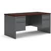 HON38155NS - 38000 H38155 Pedestal Desk, 29.5" Height x 60" Width x 30" Depth, Total Drawer(s): 4, Double Pedestal, Waterfall Edge, Finish: Charcoal, 1 Each