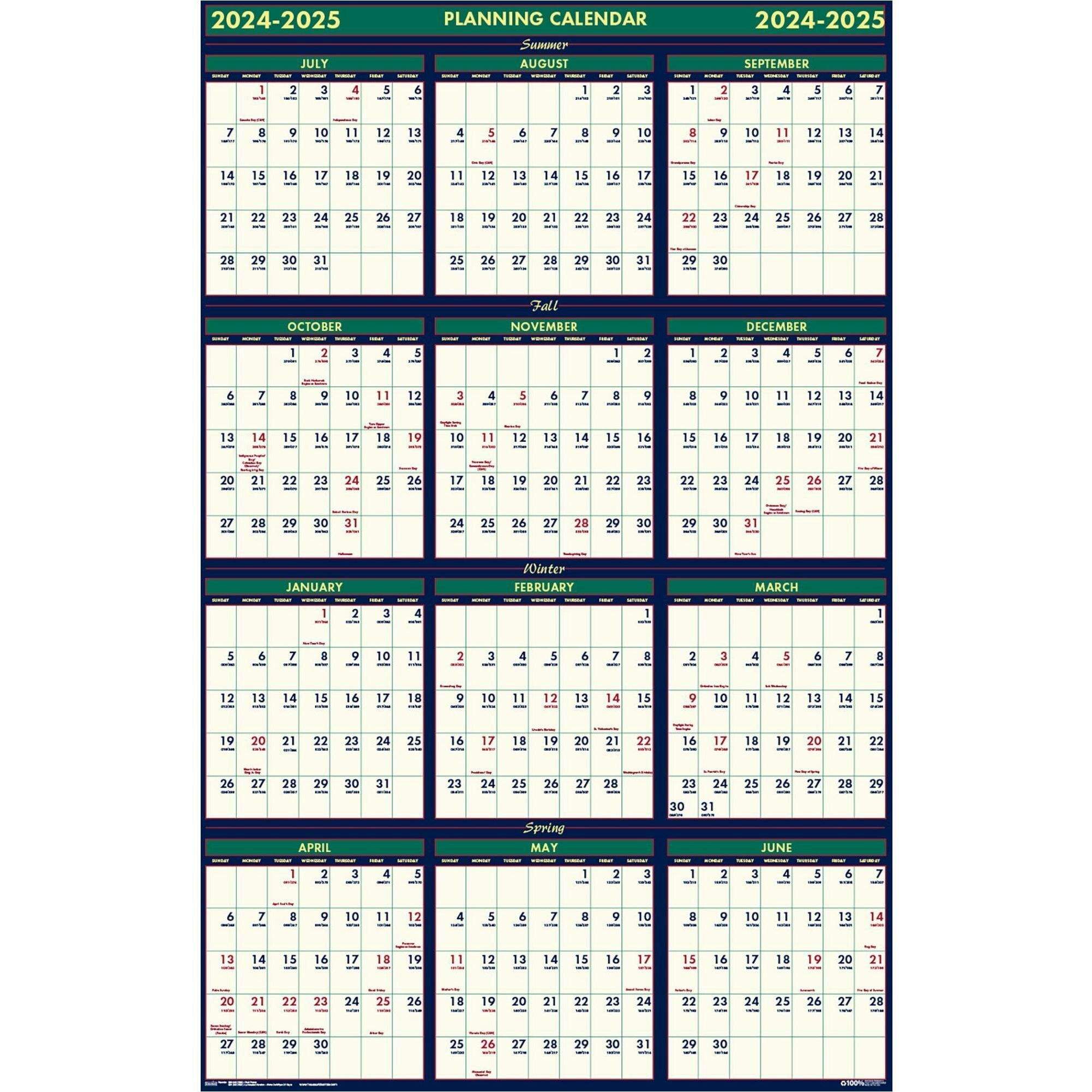 Eco-friendly 18 Month Laminated Wall Calendar by House of