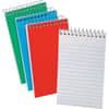 TOP45093 - Narrow Ruled Pocket Size Memo Book, 60 Sheets, Wire Bound, 15 lb Basis Weight, 3" x 5" Sheet Size, White Paper, Blue Pressboard, Green, Red Cover, Unpunched, 3 / Pack