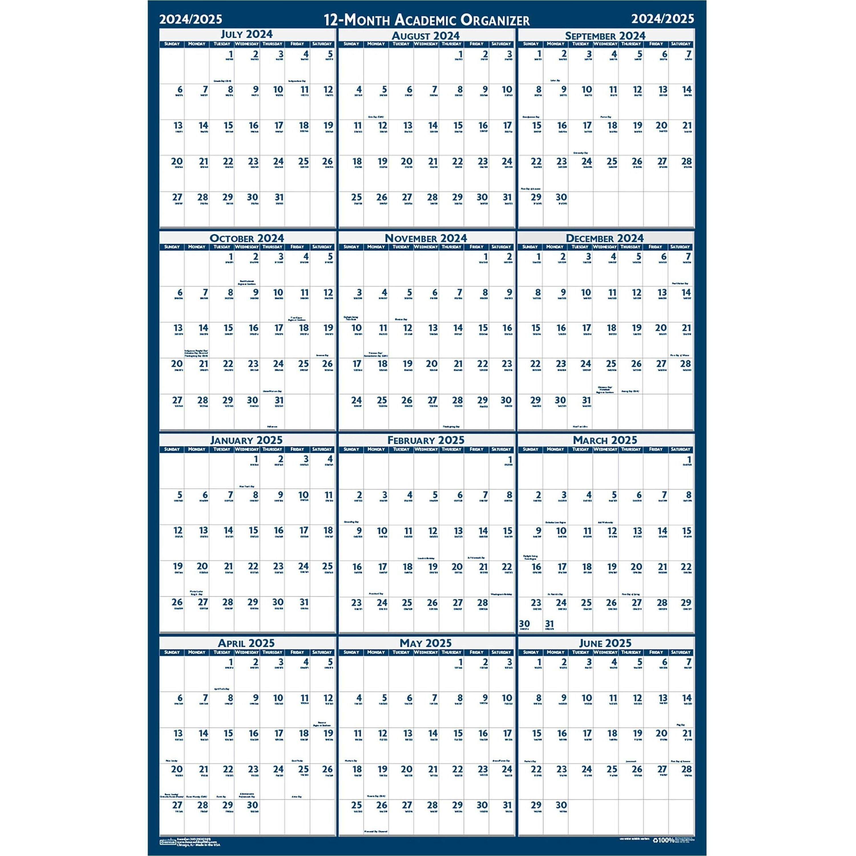 House of doolittle academic july-june wall calendar