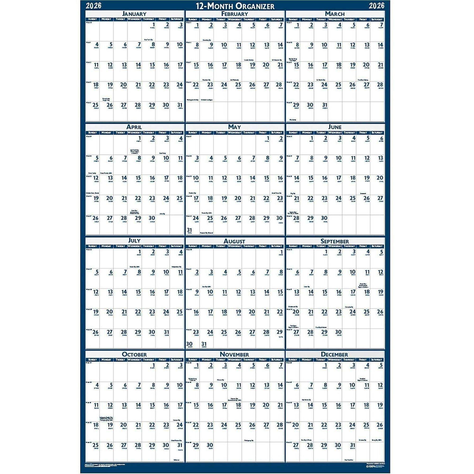 Write-on Laminated Wall Planner by House of Doolittle™ HOD3961