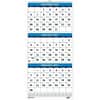 HOD3640 - Three-month Vertical Wall Calendar, Monthly, 14 Month, December 2026 to January 2028, 3 Month Single Page Layout, 12 1/4" x 27" Sheet Size, Wire Bound, Blue, Paper, 26" Height x 12.3" Width, 1 Each