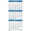 HOD3640 - Three-month Vertical Wall Calendar, Monthly, 14 Month, December 2025 to January 2027, 3 Month Single Page Layout, 12 1/4" x 27" Sheet Size, Wire Bound, Blue, Paper, 26" Height x 12.3" Width, Eyelet