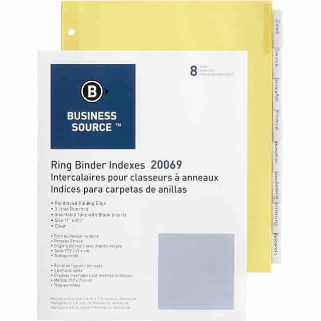 Business Source Buff Stock Ring Binder Indexes - 8 x Divider(s) - Blank Tab(s) - 8 Tab(s)/Set1.25 Business Source Buff Stock Ring Binder Indexes - 8 x Divider(s) - Blank Tab(s) - 8 Tab(s)/Set1.25