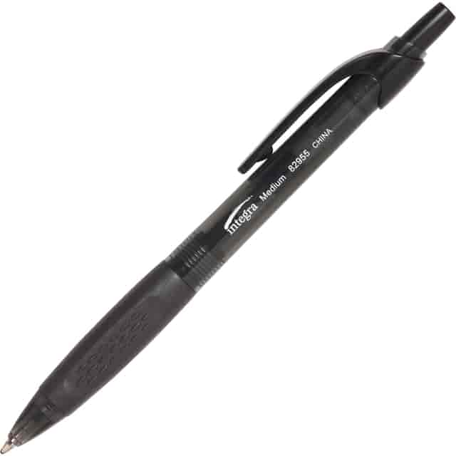 Integra Easy Click Retractable Ballpoint Pen - Medium Pen Point - Retractable - Black - Black Barrel - 1 Dozen Integra Easy Click Retractable Ballpoint Pen - Medium Pen Point - Retractable - Black - Black Barrel - 1 Dozen