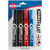 AVE07905 - Marks A Lot Permanent Markers, Regular Chisel Marker Point, Black, Blue, Red Ink, Black, Blue, Red Barrel, 4 / Pack