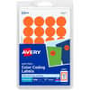 AVE05465 - 3/4" Round Removable Color Coding Labels, 4" Height x 6" Width x 3/4" Diameter, Removable Adhesive, Round, Laser, Inkjet, Matte, Orange, Paper, Removable, Stick & Stay, Customizable, 24 / Sheet