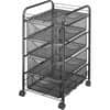 SAF5214BL - Onyx Double Mesh Mobile File Cart, 2 Shelf, 4 Drawer, 4 Casters, 1.50" Caster Size, 15.75" Width x 17" Depth x 27" Height, Black Steel Frame, Black, 1 Each