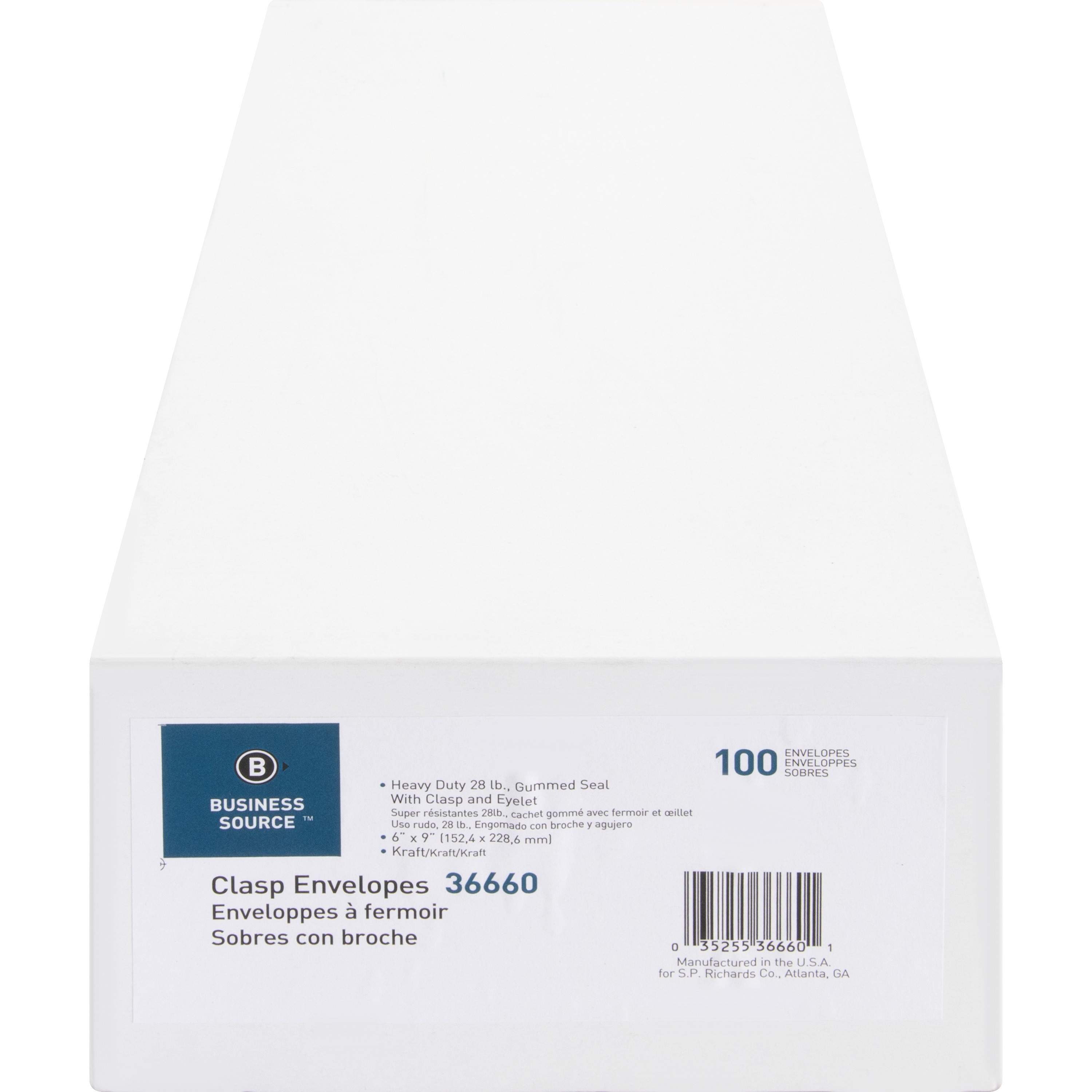 Heavy-duty Metal Clasp Envelopes by Business Source BSN36660