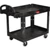 RCP452088BK - Medium Utility Cart with Lipped Shelf, 2 Shelf, 500 lb Load Capacity, 4 Casters, 5" Caster Size, Resin, Polypropylene, 45.25" Length x 25.87" Width x 33.25" Height, Black, 1 Each