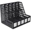AVT34092 - 5-compartment Magazine/Literature File, 5 Compartment(s), Desktop, Durable, Lightweight, Labeling Area, Black, Plastic, 1 Each