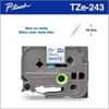 BRTTZE243 - TZe Flat Surface Laminated Tape, x 45/64" Width, Thermal Transfer, White, Blue, Water Resistant, Laminated