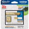 BRTTZEMQ835 - TZe Laminated Tape, x 15/32" Width, Thermal Transfer, White, Satin Gold, Plastic, Water Resistant, Laminated