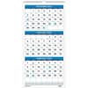 HOD3646 - 3-month Vertical 17" Wall Calendar, Julian Dates, Monthly, 14 Month, December 2026 to January 2028, 3 Month Single Page Layout, 8" x 17" Sheet Size, 1" x 1.06" Block, Wire Bound, Blue, Green, Paper