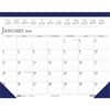 HOD1506 - Deep Blue Print 18.5" Desk Pad Calendar, Julian Dates, Monthly, 12 Month, January 2027 to December 2027, 1 Month Single Page Layout, 18 1/2" x 13" Sheet Size, White Sheet, 1.75" x 2.37" Block