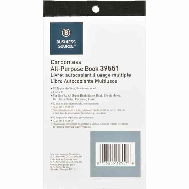 Business Source All-purpose Carbonless Triplicate Forms