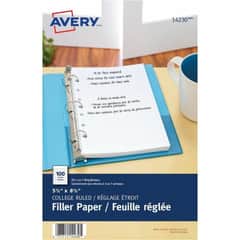 AVE14230 - Filler Paper, 100 Sheets, 5 1/2" x 8 1/2" Sheet Size, Mediumweight, Hole-punched, 100 / Pack