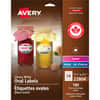 AVE22804 - Glossy White Oval Labels, - HeightPermanent Adhesive, Oval, Laser, Inkjet, Glossy White, Paper, 18 / Sheet, 180 / Pack
