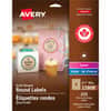 AVE22808 - Kraft Brown Round Labels, - HeightPermanent Adhesive, Round, Laser, Inkjet, Kraft Brown, Paper, 9 / Sheet, 225 / Pack