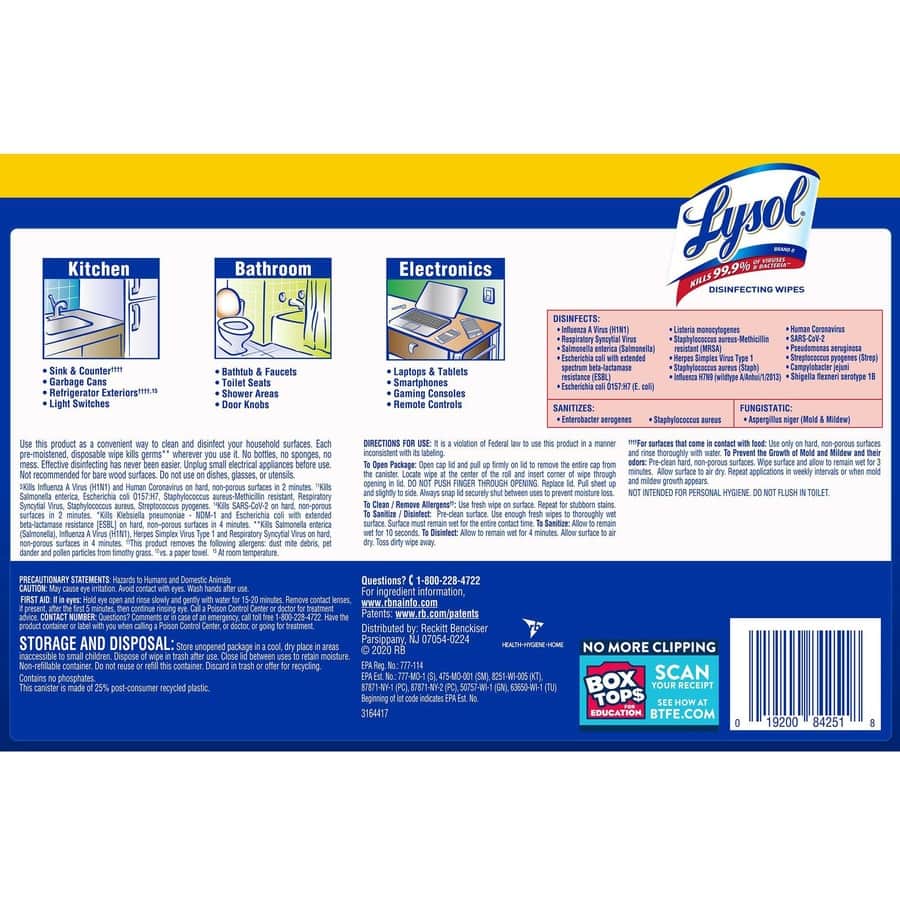 Lemon/Lime Disinfecting Wipes by Lysol RAC84251 | OnTimeSupplies.com