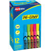 AVE98034 - Hi-Liter Desk-Style Highlighters, Chisel Marker Point, Washable, Fluorescent Yellow, Fluorescent Blue, Fluorescent Green, Fluorescent Orange, Fluorescent Pink Ink, Water Based, Plastic Tip, 12 / Box