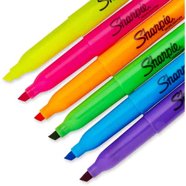 Sharpie Pocket Highlighters - 12 Pack, Chisel Tip, Assorted Fluorescent Colors For Notes & Studying