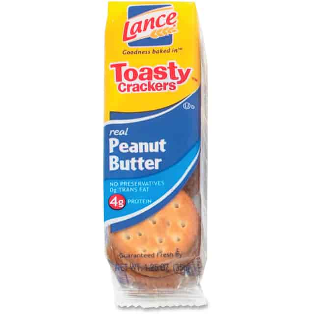 Lance Toasty Peanut Butter Cracker Sandwiches Packs - Individually Wrapped - Peanut Butter - 1 Serving Pack - 24 / Box Lance Toasty Peanut Butter Cracker Sandwiches Packs - Individually Wrapped - Peanut Butter - 1 Serving Pack - 24 / Box