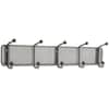 SAF6403BL - Onyx 5-hook Steel Mesh Wall Rack, 5 Hooks, 5.5" Height x 26.8" Width, for Scarf, Hat, Coat, Garment, Steel, Black, 1 Each