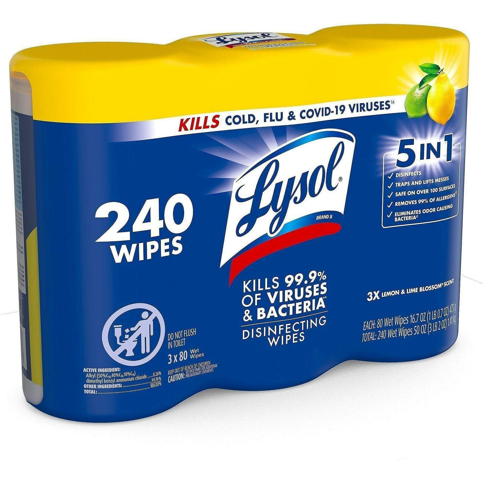 Lemon/Lime Disinfecting Wipes by Lysol RAC84251CT | OnTimeSupplies.com