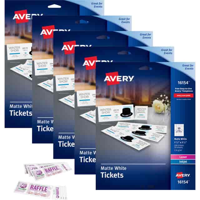 Avery Blank Tickets with Tear-Away Stubs - 1 3/4 Avery Blank Tickets with Tear-Away Stubs - 1 3/4