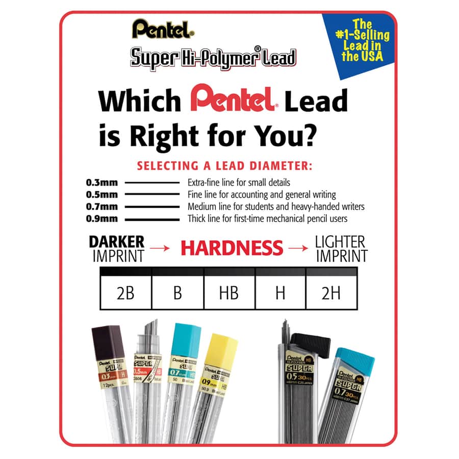 Super Hi-Polymer Leads by Pentel® PENC25HBBX