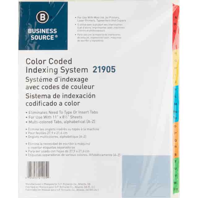 Business Source A-Z Tab Table of Contents Index Dividers - Printed Tab(s) - Character - A-Z - 25 Tab(s)/Set - 8.5