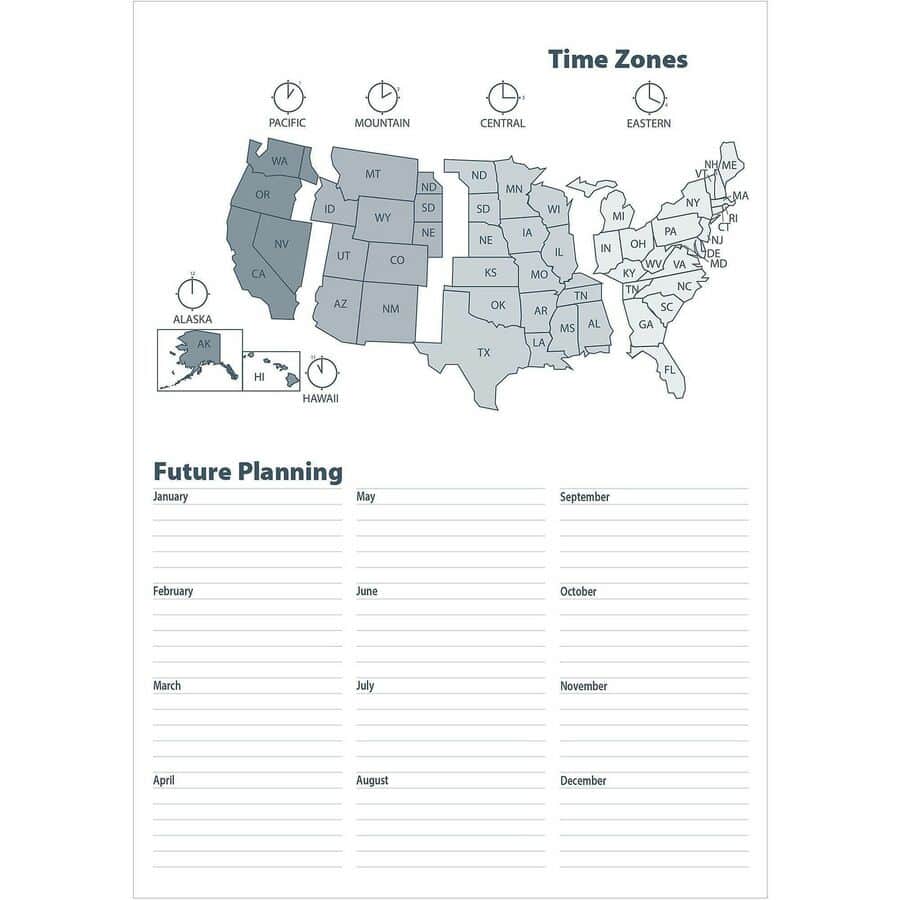 Monthly Calendar Planner 2 Year Black Hard Cover 8-1/2 x 11 Inches