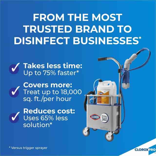 CloroxPro Total 360 Electrostatic Sprayer - Suitable For School, Office, Kitchen, Restroom, Waiting Room, Patient Room, Airport - Disinfectant - 32
