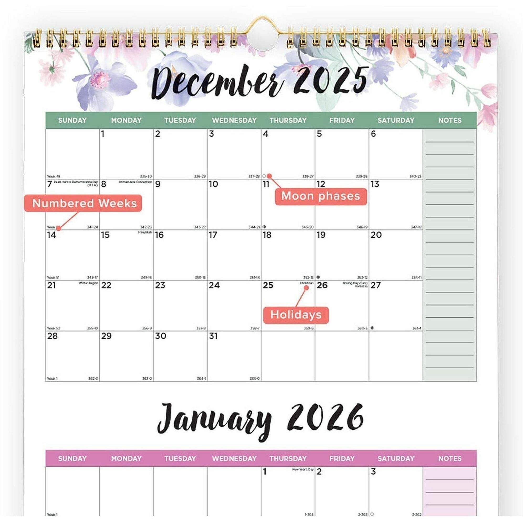 3-Month Colorful Wall Calendar by Blueline® REDC171129