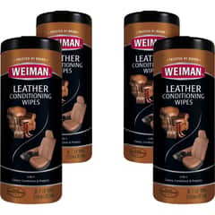 WMN91CT - Products Leather Wipes, For Multipurpose, 8" Length x 7" Width, Pre-moistened, UV Protection, White, 30/Tub, 4 / Carton