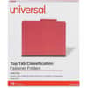 UNV10203 - 2/5 Tab Cut Letter Recycled Classification Folder, 8 1/2" x 11", 2" Expansion, 4 Fastener, 2" Fastener Capacity, Top Tab Location, Right of Center Tab Position, 1 Divider, Ruby Red, 100% Recycled