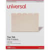 UNV12115 - 1/5 Tab Cut Letter Recycled Top Tab File Folder, 8 1/2" x 11", 3/4" Expansion, Assorted Tab Position, 11 pt., Manila Paper, Brown, 10% Recycled, 100 / Box