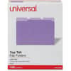 UNV10505 - 1/3 Tab Cut Letter Recycled Top Tab File Folder, 8 1/2" x 11", Assorted Tab Position, 11 pt., Stock, Purple, 10% Recycled, 100 / Box