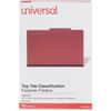 UNV10313 - 2/5 Tab Cut Legal Recycled Classification Folder, 8 1/2" x 14", 2" Expansion, 6 Fastener, 2" Fastener Capacity, Top Tab Location, Right of Center Tab Position, 2 Divider, Ruby Red, 100% Recycled
